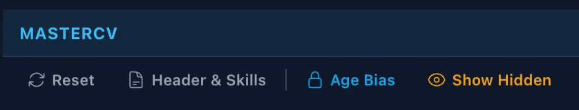 Age Bias Protection toggle on TailorCV MasterCV